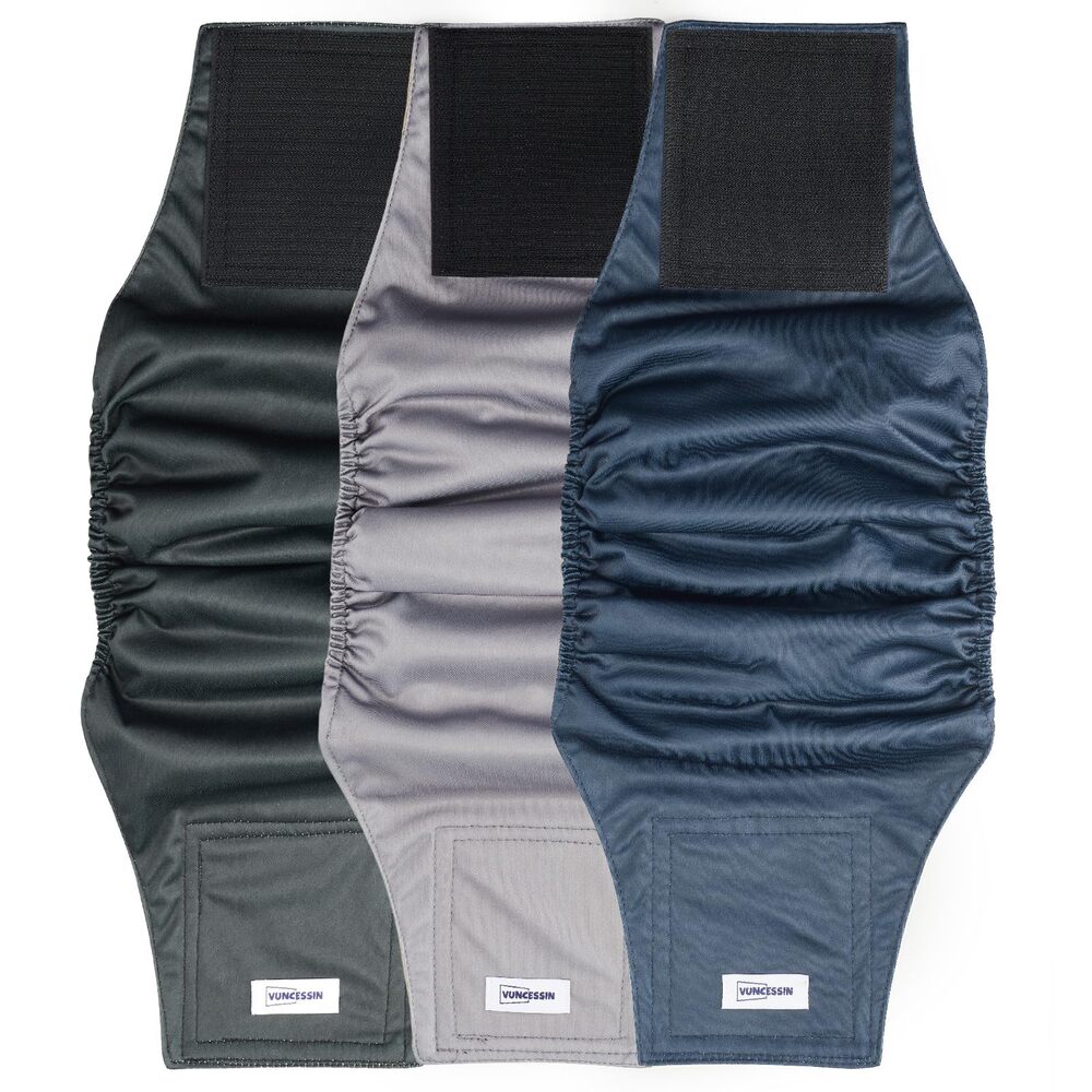 Washable Dog Diapers Male Large Belly Bands Reusable 3 Pack -Blue,Black and Navy